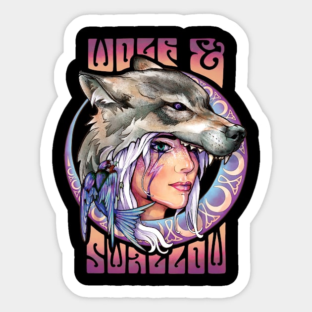 Wolf & Swallow - Art Nouveau [FIRE] Sticker by Lix